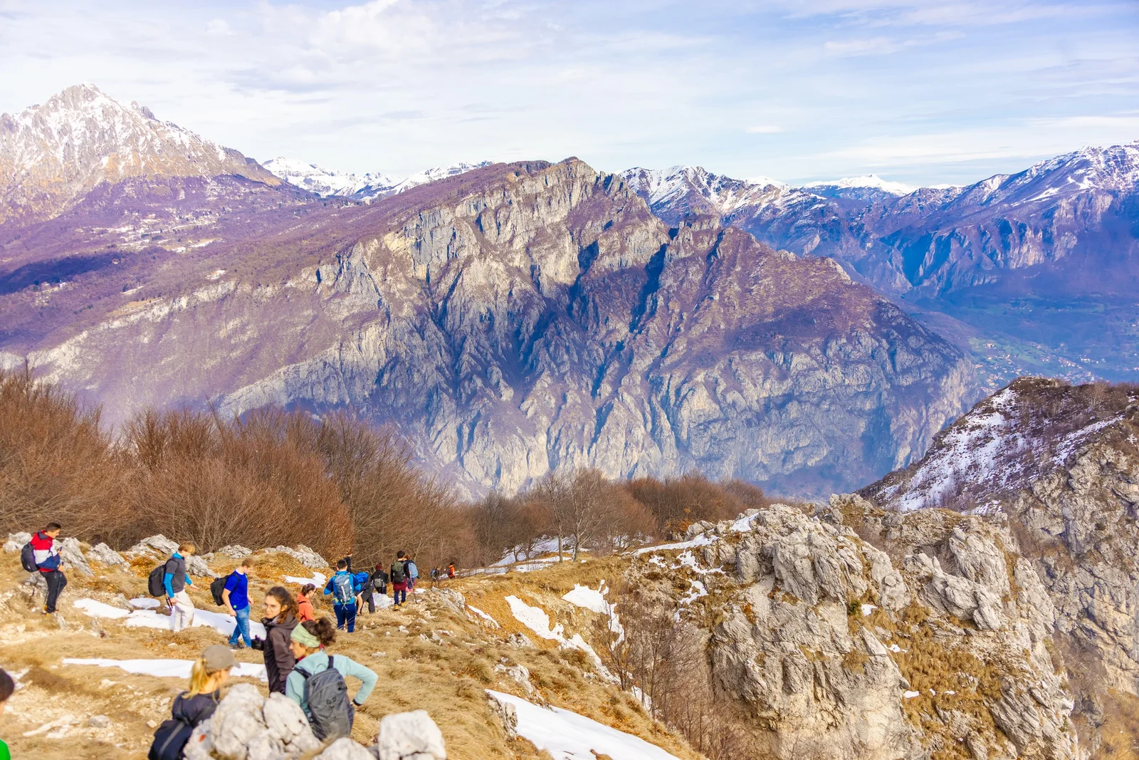 A group of BOSCO hikers making their way along a mountain trail